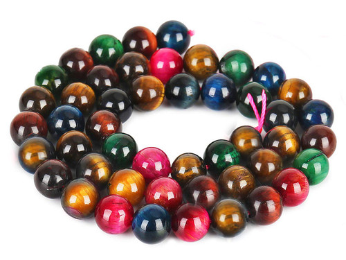4mm Mix Tiger Eye Round Beads 15.5" dyed [4g3x]