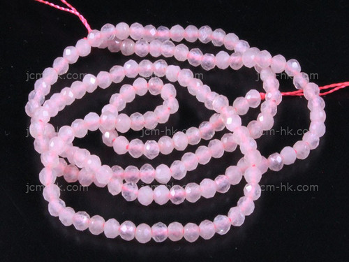 3mm Rose Quartz Faceted Round Beads 15.5" natural [h5b1-3]