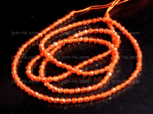 2mm Carnelian Faceted Round Beads 15.5" heated [h5d17-2]