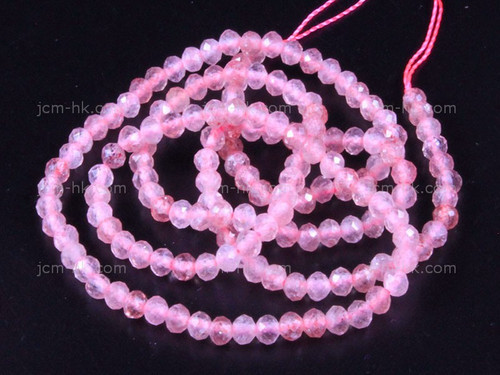 4mm Pink Quartz Faceted Round Beads 15.5" natural [h5r19-4]