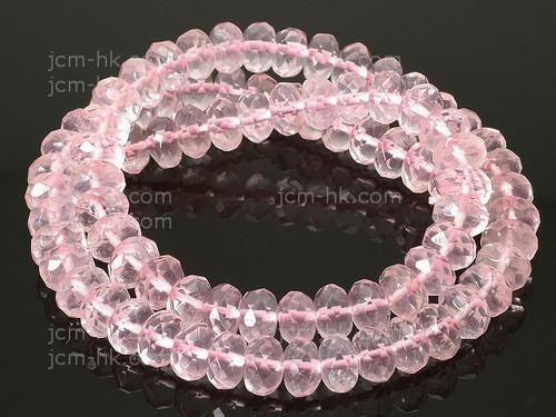 8mm Rose Quartz Faceted Rondelle Beads 15.5" dyed [h6b1-8]