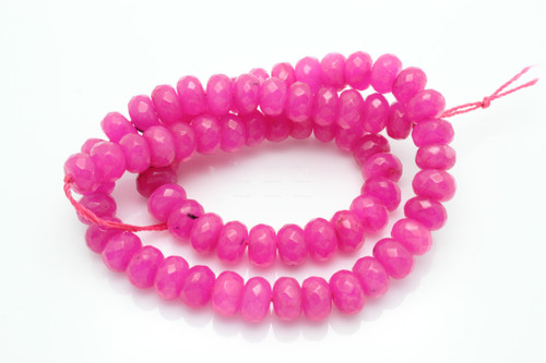 8mm Fuchsia Jade Faceted Rondelle Beads 15.5" dyed [h6b73-8]