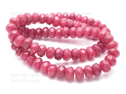 8mm Rhodonite Jade Faceted Rondelle Beads 15.5" dyed [h6c54-8]