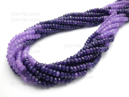 4mm Amethyst & Sky Agate Faceted Rondelle Beads 15.5" dyed [h6x2-4]