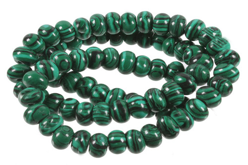 8mm Malachite Rondelle Beads 15.5" synthetic [s418a]