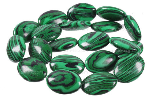 15x20mm Malachite Oval Beads 15.5" synthetic [s418e]