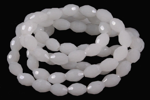 4x6mm Snow Quartz Faceted Rice Beads 15.5" [sc6b40]