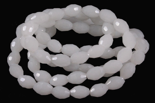 8x12mm Snow Quartz Faceted Rice Beads 15.5" [sc8b40]