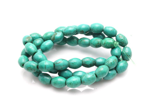 6x9mm Tibetan Turquoise Rice Beads 15.5" stabilized [t2c6]