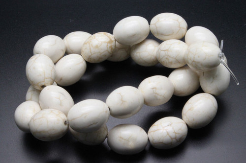 12x18mm White Turquoise Rice Beads 15.5" stabilized [t2w12]