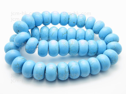 18mm Blue Turquoise Rondelle Beads 15.5" stabilized [t3b18]