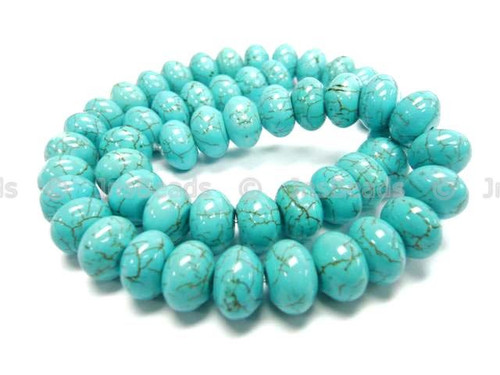 20mm Blue Turquoise Rondelle Beads 15.5" stabilized [t3b20]