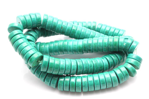 8mm Green Turquoise Heishi Beads 15.5" stabilized [t3g8h]