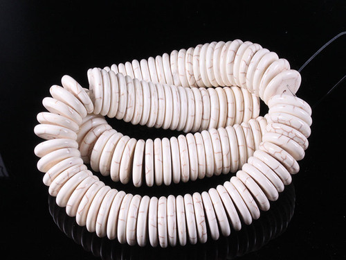 20mm White Turquoise Heishi Beads 15.5" stabilized [t3w20h]