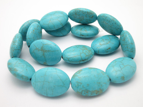 18x25mm Blue Turquoise Oval Beads 15.5" stabilized [ts116]