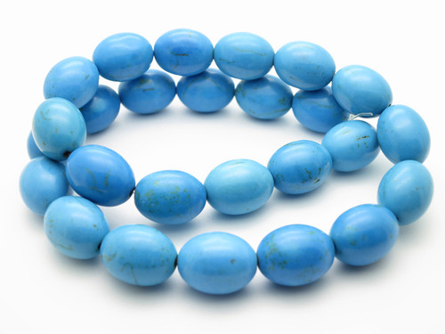 12x15mm Blue Turquoise Rice Beads 15.5" stabilized [ts129]