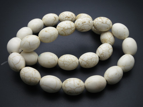 12x15mm White Turquoise Rice Beads 15.5" stabilized [ts130]