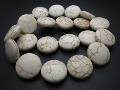 18x7mm White Turquoise Coin Beads 15.5" stabilized [ts132]