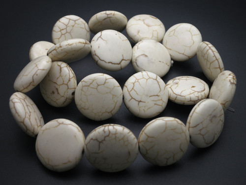20x8mm White Turquoise Coin Beads 15.5" stabilized [ts133]