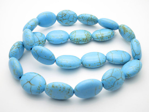 13x18x7mm Blue Turquoise Oval Beads 15.5" stabilized [ts137]