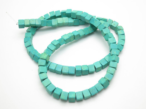 4x4mm Green Turquoise Cube Beads 15.5" stabilized [ts138]