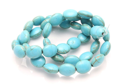 8x10mm Blue Turquoise Oval Beads 15.5" stabilized [ts149]