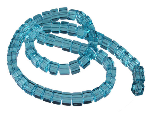 6x6mm Aquamarine Cube Beads 15.5" synthetic [u79a34]