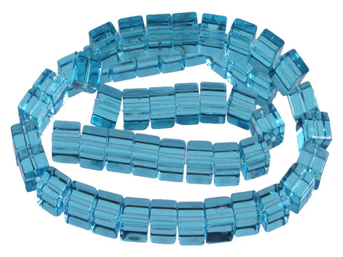 8x8mm Aquamarine Cube Beads 15.5" synthetic [u80a34]