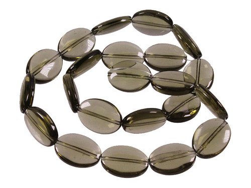 13x18mm Smoky Topaz Puff Oval Beads 15.5" synthetic [u84a8]