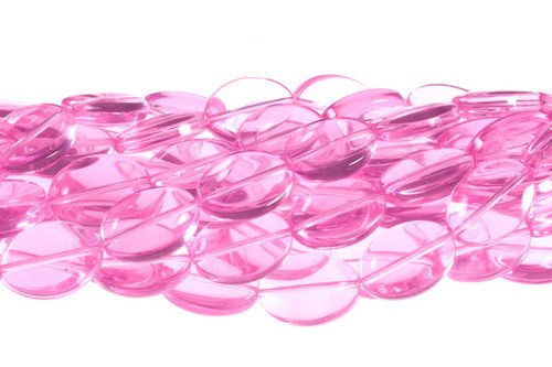 13x18mm Pink Quartz Puff Oval Beads 15.5" synthetic [u84b1]