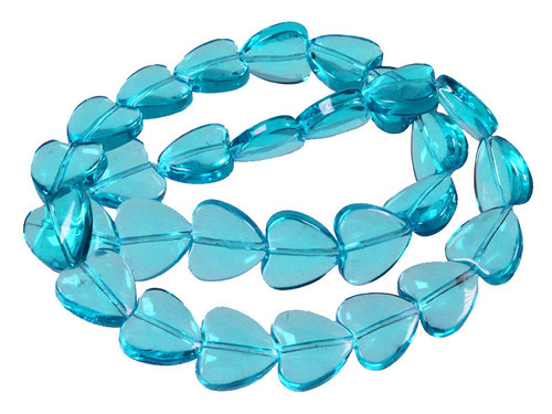 14mm Aquamarine Puff Heart Beads 15.5" synthetic [u85a34]