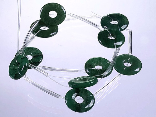 15mm Green Aventurine Donut Beads 15.5" natural [s607]