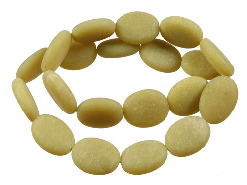 15x20mm Olive Jade Puff Oval Beads 15.5" natural [s7b38-15]