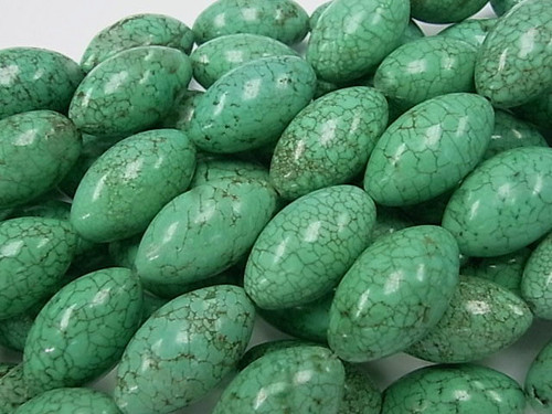 18x28mm Green Turquoise Rice Beads 15.5" stabilized [t199]