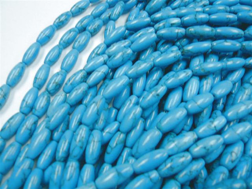 6x12mm Turquoise Puff Oval Beads 15.5" synthetic [r7a14]