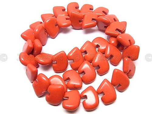 10x15mm Coral Zuni Bear Beads 15.5" synthetic [s99b-a13]