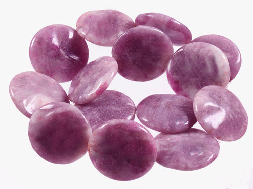 30mm Plum Jade Coin Wave Beads 15.5" natural [wa204]