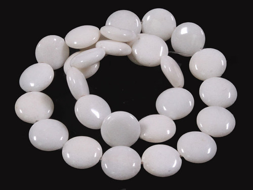 14mm Snow Jade Coin Beads 15.5" natural [wa105]