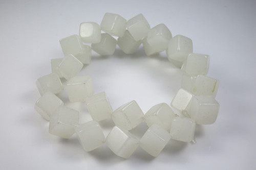 15mm Snow Jade Dice Beads 15.5" natural [w342]