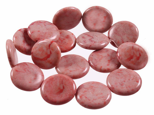 25mm Red Moss Agate Coin Beads 7" natural [wa184]