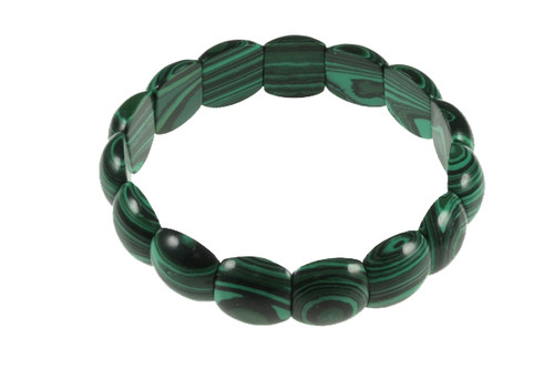 13x15mm Green Malachite Puff Elastic Bracelet 7.7" synthetic [b7f2]