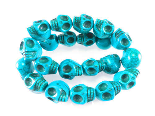 23x18mm Blue Magnesite Skull Beads 15.5" [t174b]