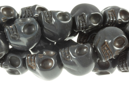 23x18mm Black Magnesite Skull Beads 15.5" [t174k]