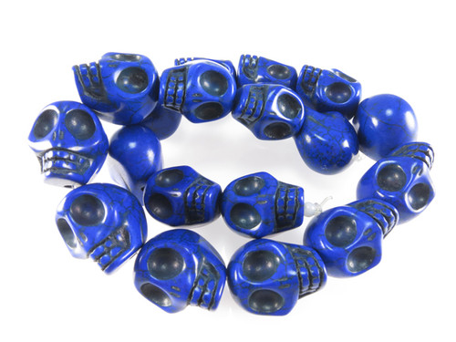 23x18mm Lapis Magnesite Skull Beads 15.5" [t174l]