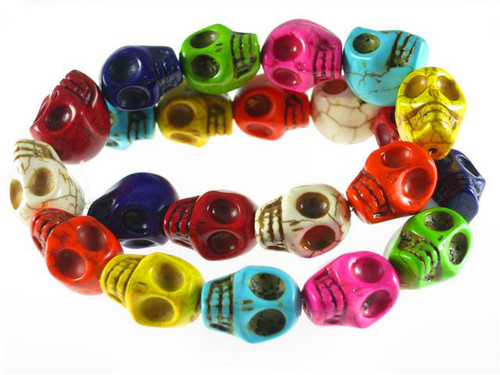 23x18mm Mix Color Magnesite Skull Beads 15.5" [t174x]