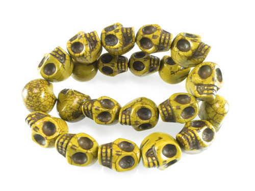 23x18mm Yellow Magnesite Skull Beads 15.5" [t174y]
