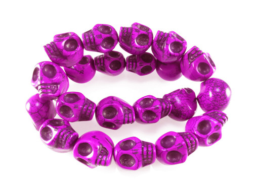 18x13mm Pink Magnesite Skull Beads 15.5" [t175f]