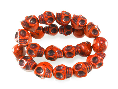 18x13mm Orange Magnesite Skull Beads 15.5" [t175h]