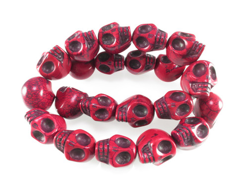 18x13mm Red Magnesite Skull Beads 15.5" [t175r]