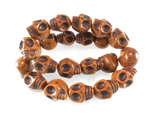 12x10mm coffee Magnesite Skull Beads 15.5" [t176c]